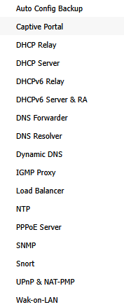 DHCP Server menu
