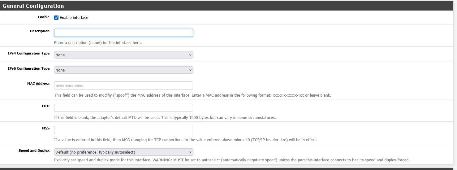 General configuration