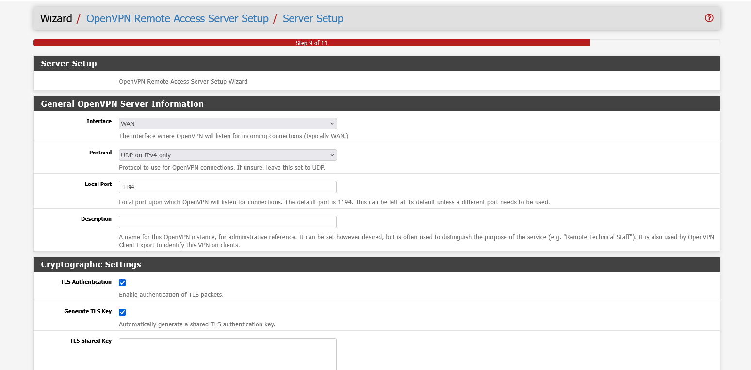 VPN server configuration