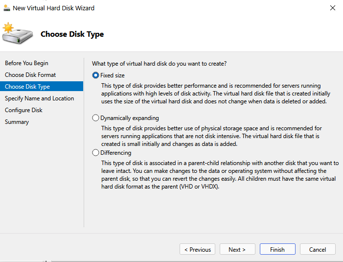 Step 4 - Disk Type