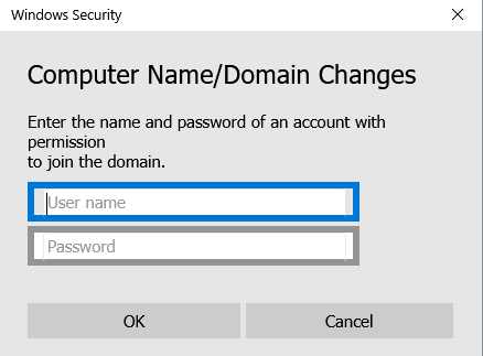 Domain Credentials Prompt