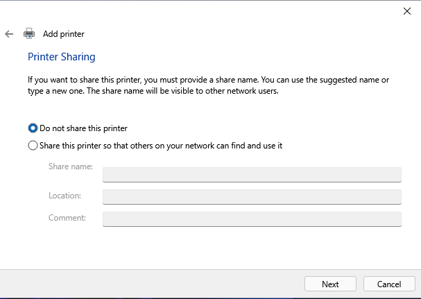 Step 10 - Printer Sharing