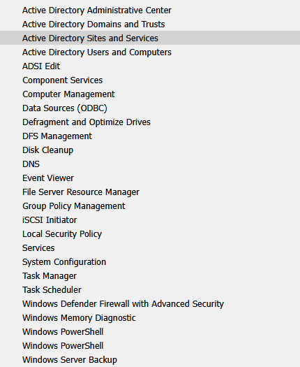 Active Directory Users and Computers Option