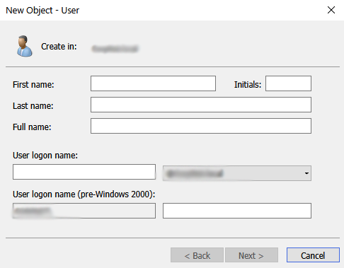 New Object - User Window
